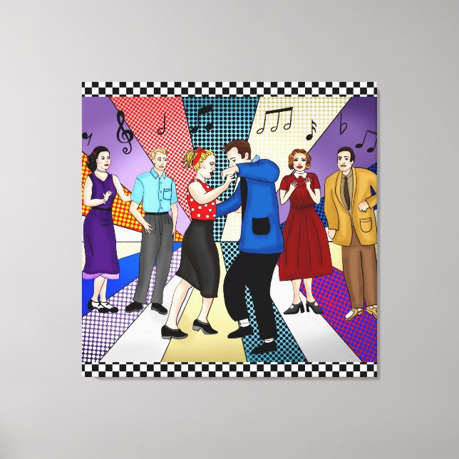Couple Dancing | Retro Nostalgic der 50er Jahre Leinwanddruck (Vorderseite)