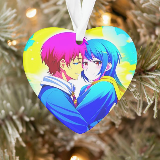 Couple d'Anime personnalisé qui embrasse Noël (Arbre)