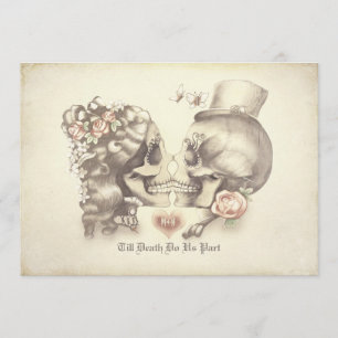 Couple de crâne Jour des invitations de mariage mo