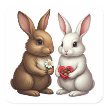Couple de lapins mignons – Autocollant Love Bunny