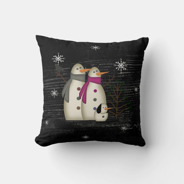 Couple de neige avec Coussin de chien(noir) (Recto)