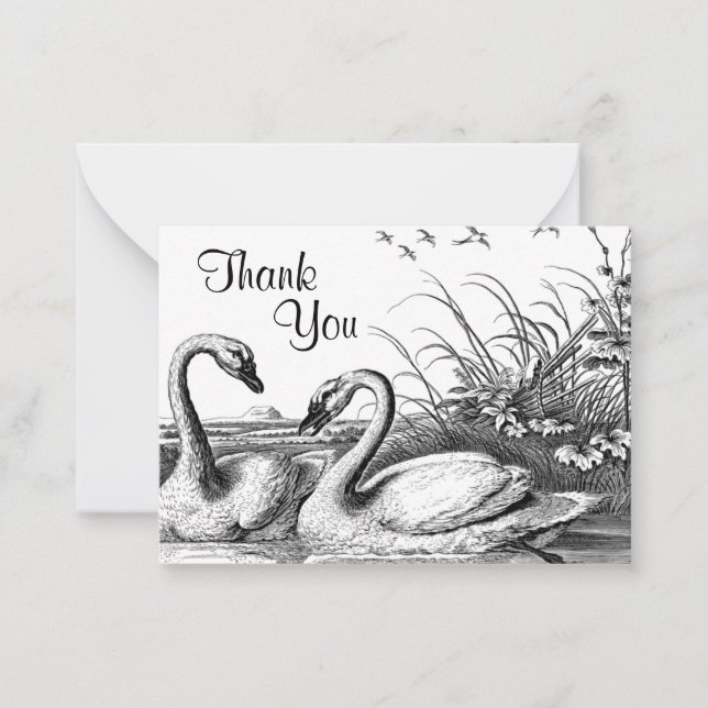 Couple De Swans Sur Le Lac Carte de remerciements (Devant)