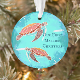 Couple de Tortues Marines Premier Noël de Mariage