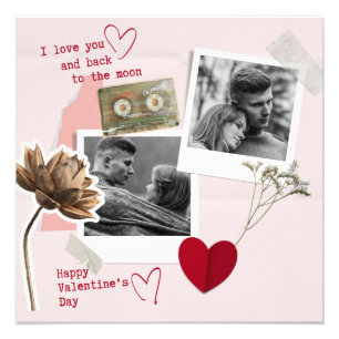 Couple de valentins photo noir et blanc cœur rouge
