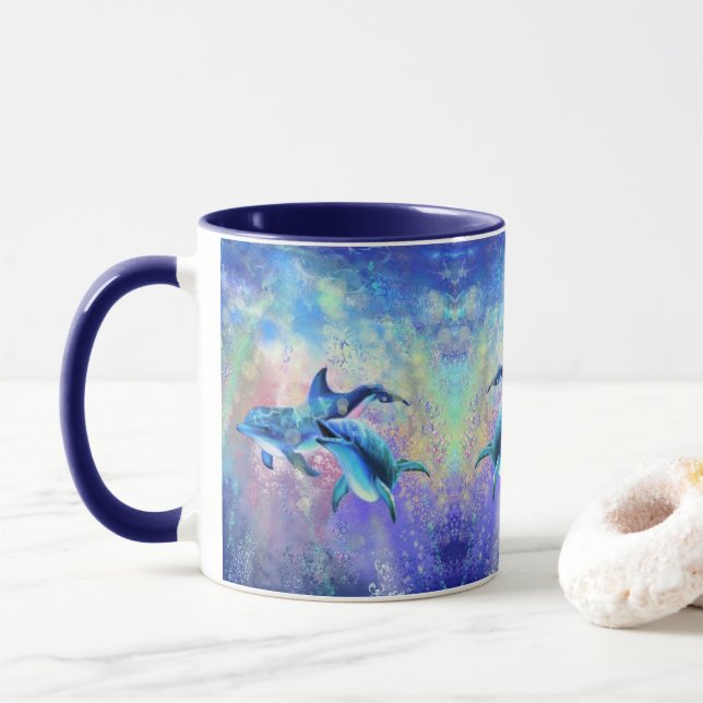 Couple Dolphin Mug (Avec donut)