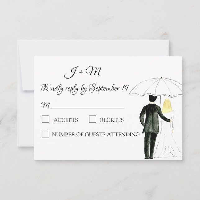 Couple Elegant Marié Groom Moderne RSVP (Devant)
