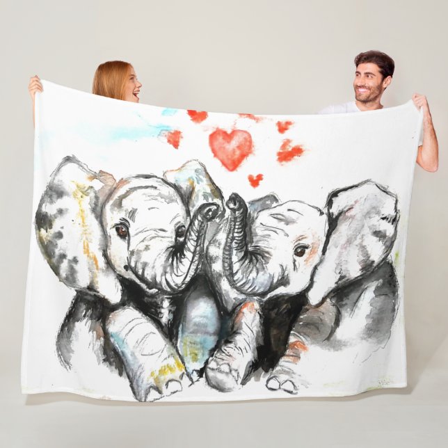 Couple Elephant Fleece Blanket Malerei (Beispiel)