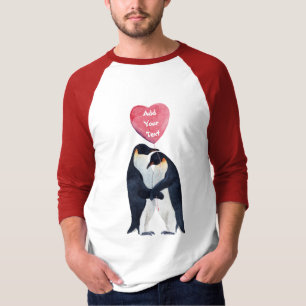 Couple Emperor Pinguins Herz Personalisiert  T-Shirt
