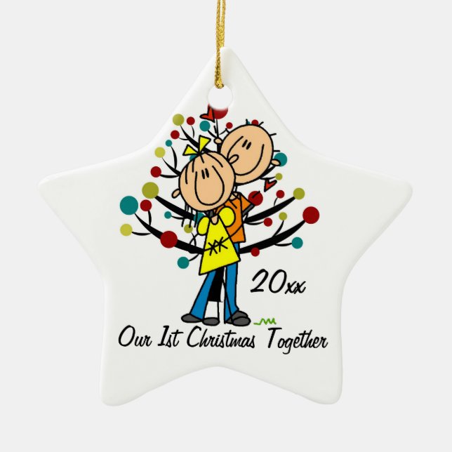 Couple en amour 1er Noël Ornement personnalisé (Devant)