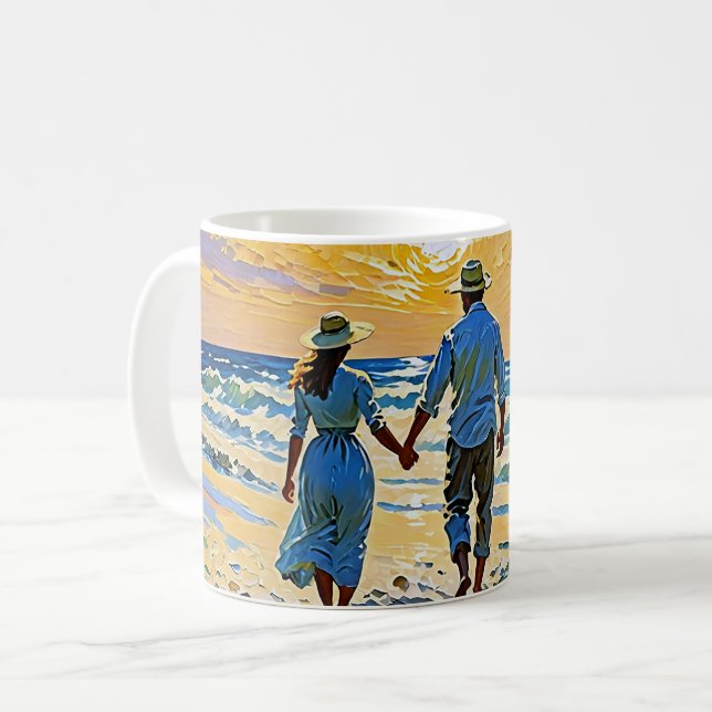 Couple en amour à la plage - Café Mug (Devant gauche)