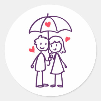 Couple en autocollant de pluie