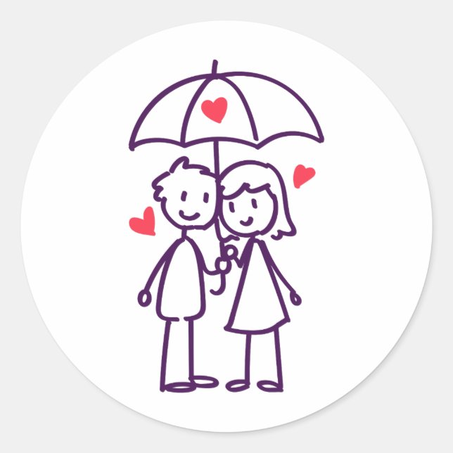 Couple en autocollant de pluie (Devant)