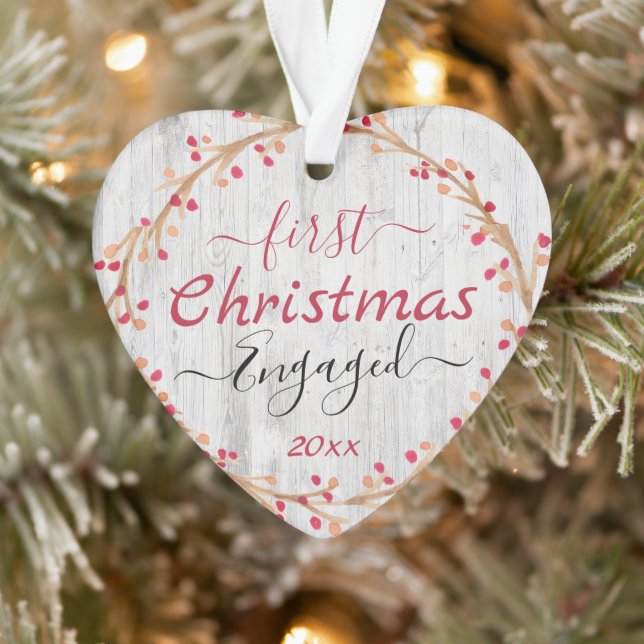 Couple engagé Premier Noël Rustique Bois (Arbre)