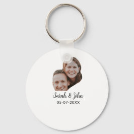 Couple face photo add name date simple wedding  schlüsselanhänger