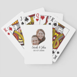 Couple face photo add name date simple wedding  spielkarten