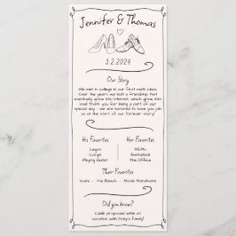 Couple Facts Doodle Wedding Shoes Program & Menu Programm