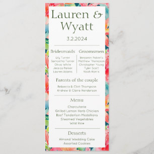 Couple Facts Tropical Wedding Programme & Menu