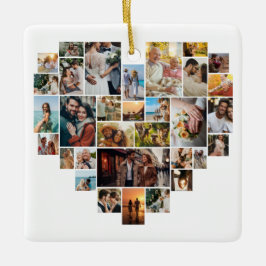 Couple Family Heart Shaped Photo Collage  Keramikornament