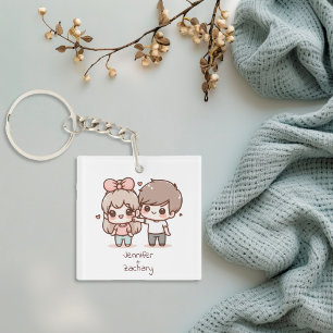 Couple Flirt Personnalisé De Style Chibi