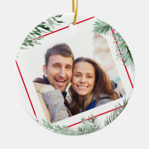 Couple Foto 1 Weihnachten Zusammen Pine Bough Keramik Ornament