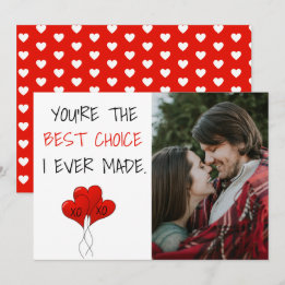 Couple Foto Best Choice Ever Valentine Red Hearts Feiertagskarte