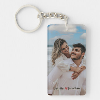 Couple Foto Glitzer Silver Heart Navy Blue Names Schlüsselanhänger
