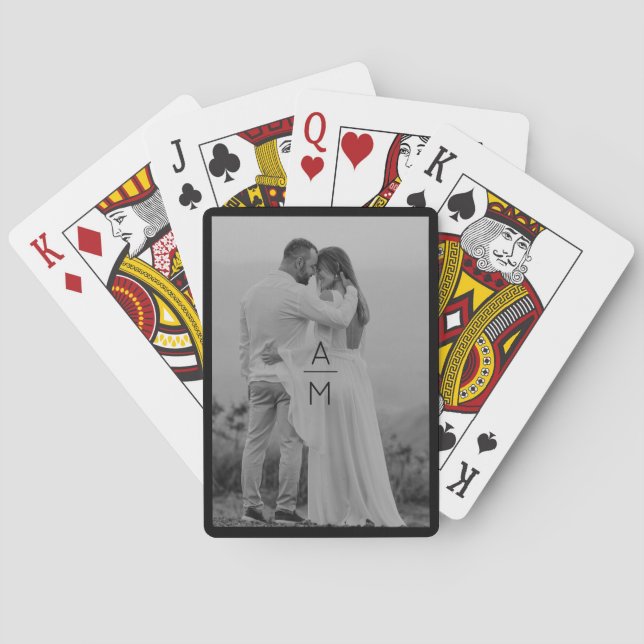 Couple Foto Initialen 1. Weihnachts Verheiratetes  Spielkarten (Rückseite)