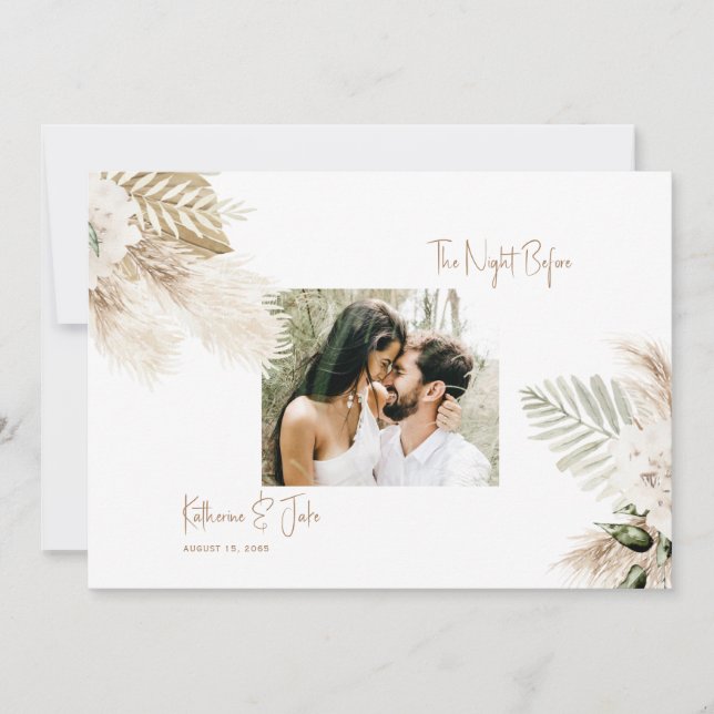 Couple Foto Pampas Einladung (Vorderseite)