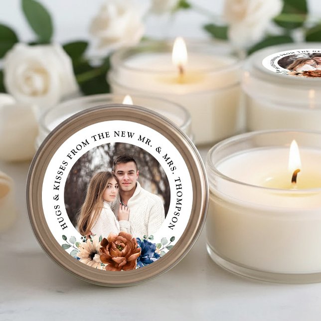 Couple Foto personalisierbare Hochzeit danke Ihnen Runder Aufkleber (Couple photo customizable wedding thank you favor classic round sticker)