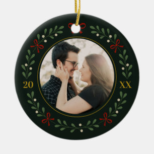 Couple Foto Wreath Keramik Ornament