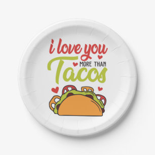 Couple Geschenk I Liebe Sie mehr als Tacos Pappteller
