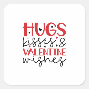 Couple Gift Hugs Kisses Wishings Quadratischer Aufkleber