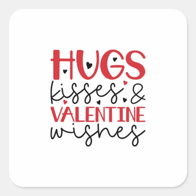 Couple Gift Hugs Kisses Wishings Quadratischer Aufkleber (Vorderseite)