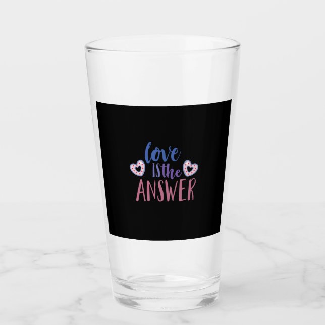 Couple Gift Liebe ist die Antwort Glas (Vorderseite)