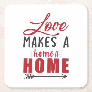 Couple Gift Liebe macht eine Zuhause Rechteckiger Pappuntersetzer