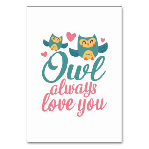 Couple Gift Owl Always Love You Tischnummer
