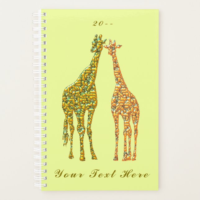 Couple Giraffe Planner Benutzerdefinierter Text un Planer (Vorderseite)