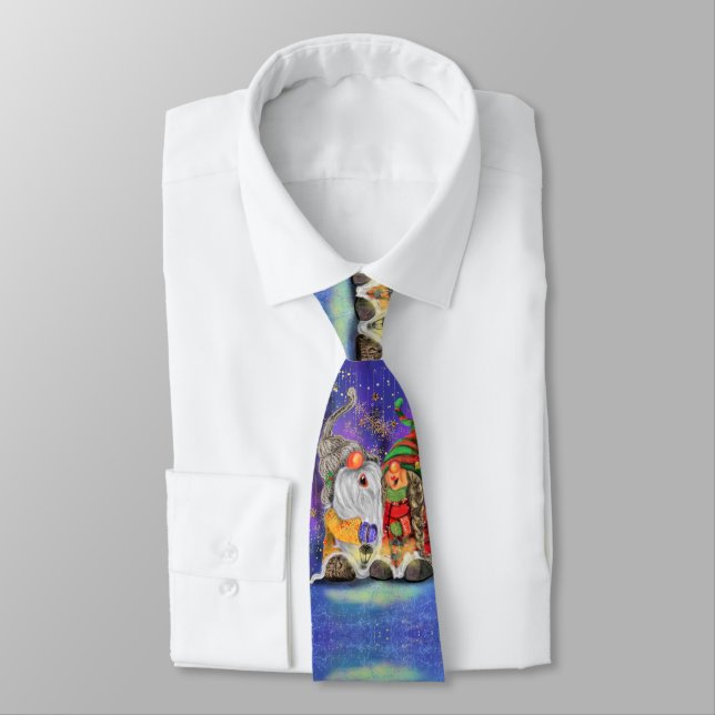Couple Gnome Funny Christmas Party Neck Tie Krawatte (Gebunden)