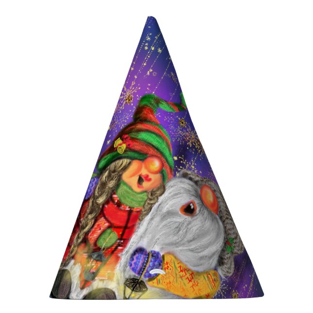 Couple Gnomes Singen glückliche Weihnachtslieder - Partyhütchen (Rechts)