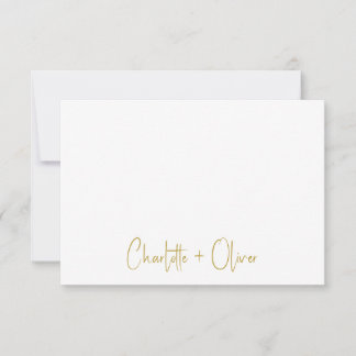 Couple Gold handgeschriebene Namen Wedding Monogra Mitteilungskarte