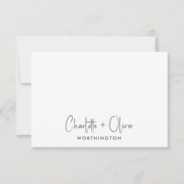 Couple Handgeschriebene Namen Wedding Monogram Mitteilungskarte (Vorderseite)