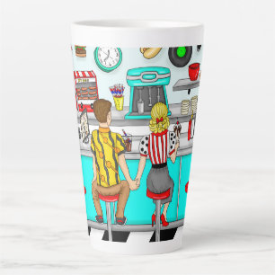Couple Holding Hands in Diner aus den 50er Jahren Milchtasse