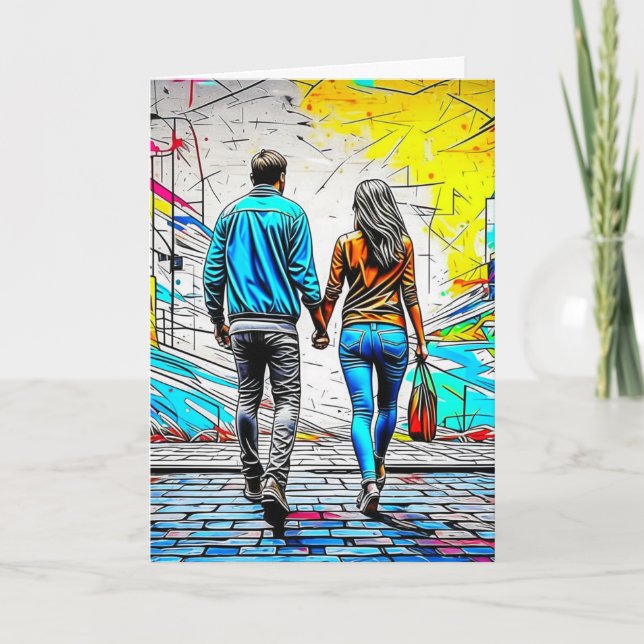 Couple Holding Hands Street Art | Liebe Sie lieben Karte (Vorderseite)