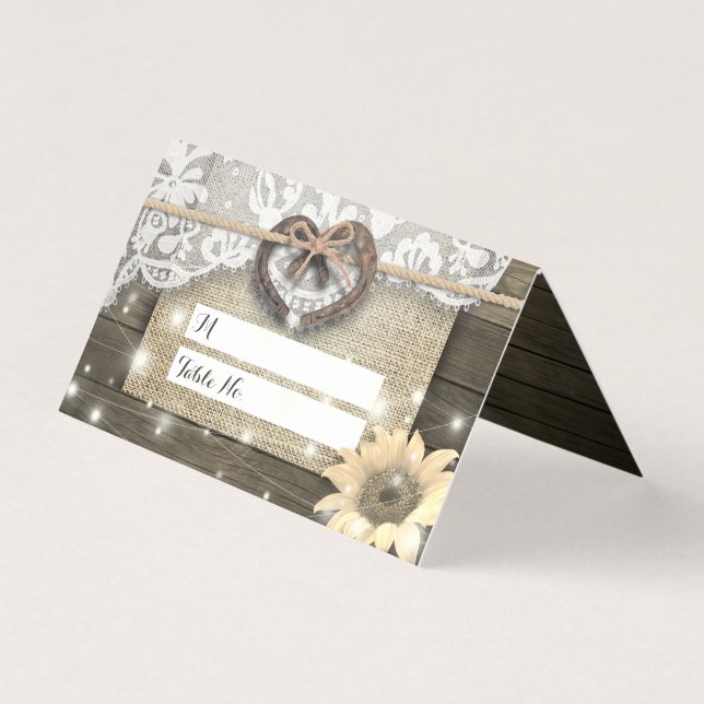 Couple Horseshoe Heart Wedding Tischnummer Escort (Vorderseite)