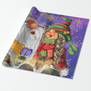 Couple Hugged Gnomes Singing Happy Christmas Song Geschenkpapier