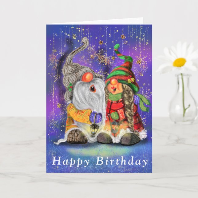 Couple Hugged Gnomes Singing Happy Song - Geburtst Karte (Kleine Pflanze)