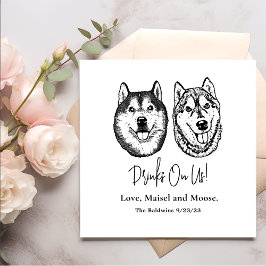 Couple Hund Hand Zeichnend Personalisierte Getränk Serviette