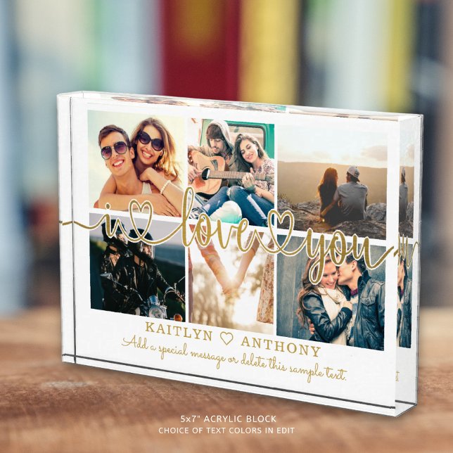 Couple I LIEBE YOU 6 Foto Collage Gold Script (Von Creator hochgeladen)