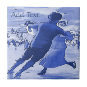 Couple Ice Skaten Tile, Dutch Look, Personalize Fliese