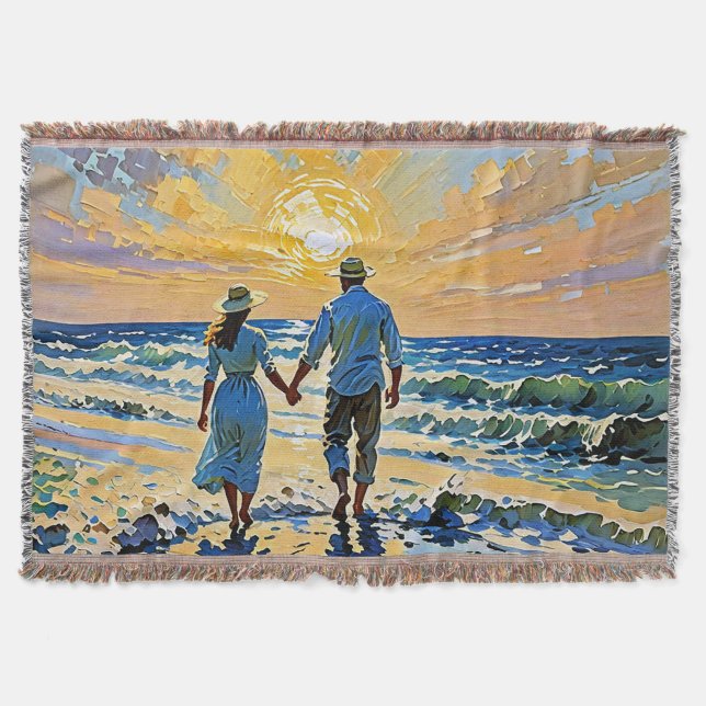Couple in Liebe am Strand - Throw Blanket Decke (Vorderseite)